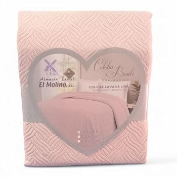 Colcha Bouti Lavada Lisa en Rosa de Microfibra Suave, Ligera y Elegante para Verano.