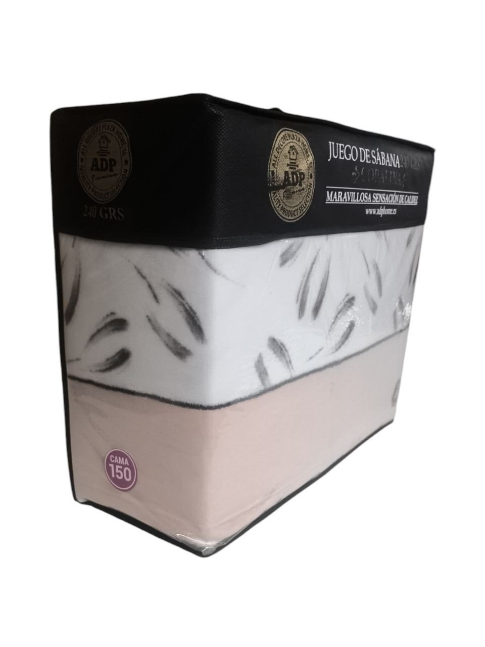 Sábanas Coralina 3/4 Piezas Invierno, Polar Franela Térmica 240Gr/M²,Plumas en Beis-Incluye Bajera Ajustable +30cm, Encimera y Funda Almohada.