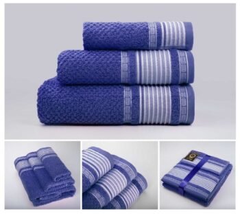 Juegos Toallas de baño algodón Portugués 600g de alta calidad set 3 - Lille en Azul Marino gruesas y duraderas | Mercatienda.es