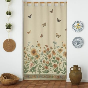 Cortina de Calle Puerta Exterior, Jacquard con Estampado Digital Mariposa.