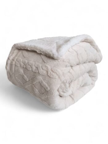 Manta de Sofá y Cama M-Ochos en Marfil – Sedalina Suave con Sherpa, Calidez Garantizada- Mercatienda.es