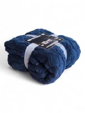 Manta de Sofá y Cama M-Ochos en AZUL Marino– Sedalina Suave con Sherpa, Calidez Garantizada- Mercatienda.es