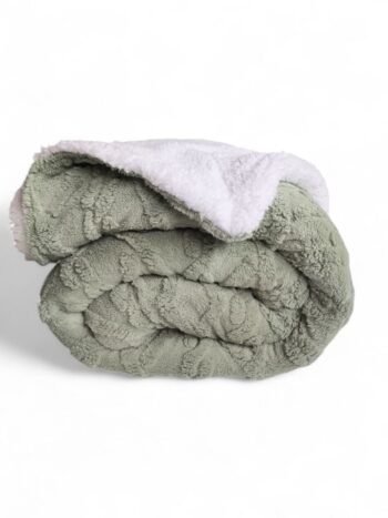 Manta de Sofá y Cama M-Ochos en Verde – Sedalina Suave con Sherpa, Calidez Garantizada- Mercatienda.es