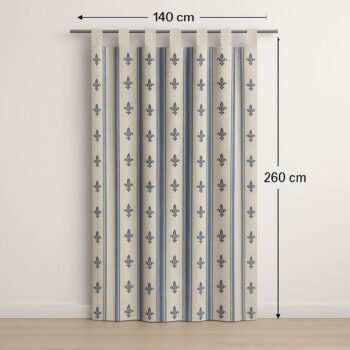 Cortina Alpujarra Flor de lys Azul 140x260 cm –Para Exterior e Interior con Diseño Jacquard y Trabillas