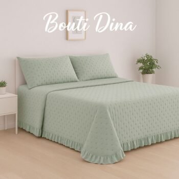 Colcha Bouti Dina Celeste con Volante – Tacto Extra Suave y Diseño Elegante – Disponible en Todas las Medidas