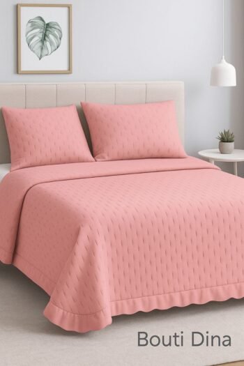 Colcha Bouti Dina Rosa con Volante – Tacto Extra Suave y Diseño Elegante – Disponible en Todas las Medidas.