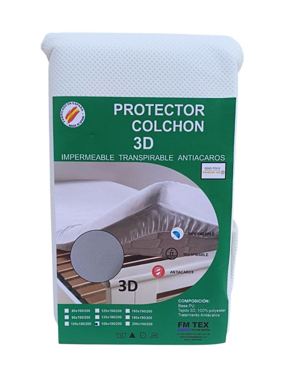 Protector de colchón 3D impermeable y transpirable | Antialérgico y antiácaros