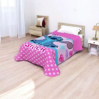 Colcha Acolchada Infantil Stitch Rosa | Ligera y Suave | Para Cama Individual
