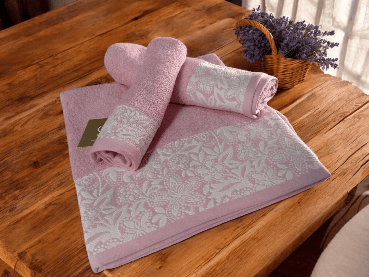 Toallas de baño set 3 en Rosa-100% algodón  portugués ,Gran absorción,500 g/m2,súper Suave.