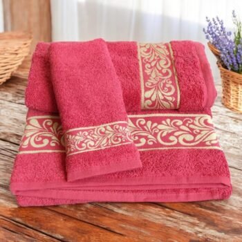 Juego de Toallas de Baño en Brudeos Park 3 Piezas – Algodón 100% Portugués Rizo 500 g/m² Alta Absorción y Suavidad