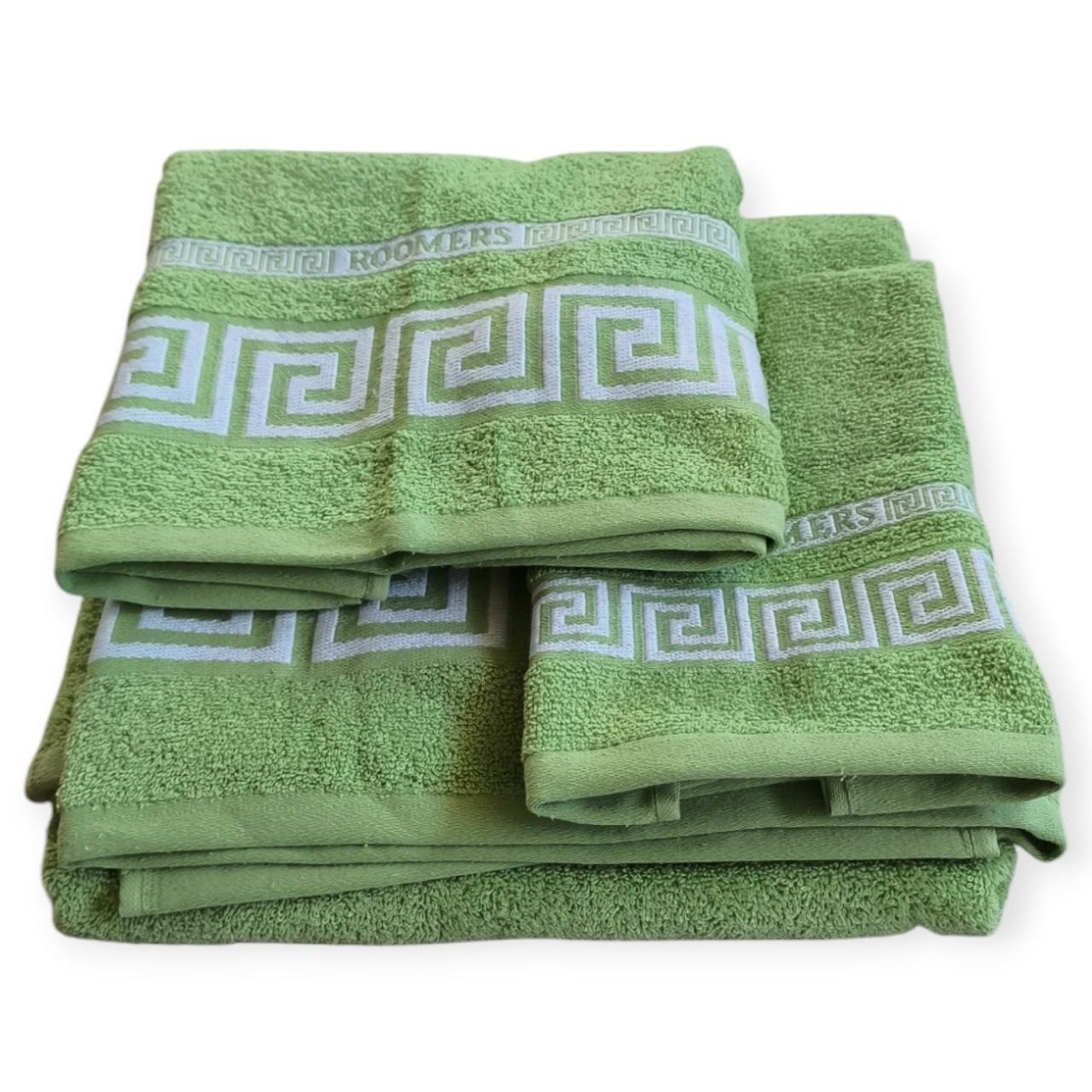 Juegos Toallas de baño algodón Portugués 500g de alta calidad set 3 - Simon en Verde Olivo gruesas y duraderas | Mercatienda.es