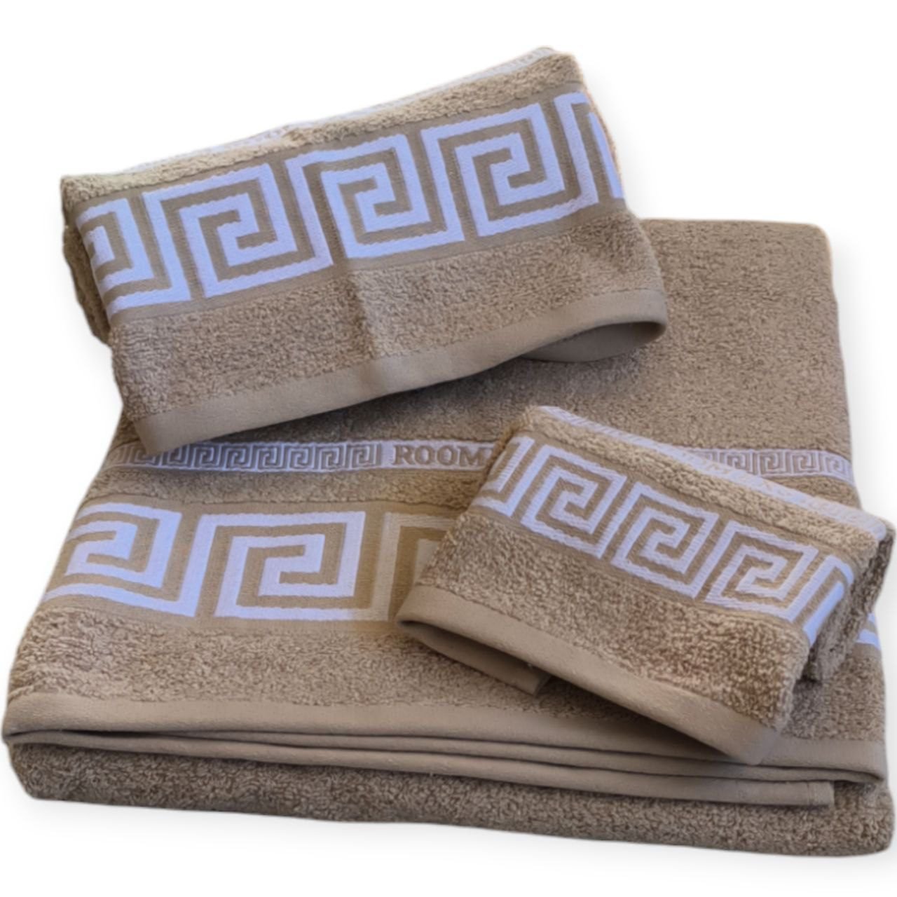 Juegos Toallas de baño algodón Portugués 500g de alta calidad set 3 - Simon en Taupe gruesas y duraderas | Mercatienda.es