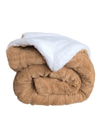 Manta de Sofá y Cama Corazones en Color beis – Sedalina Suave con Sherpa, Calidez Garantizada- Mercatienda.es