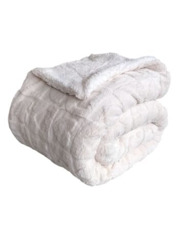 Manta de Sofá y Cama Corazones en Color Marfil – Sedalina Suave con Sherpa, Calidez Garantizada- Mercatienda.es