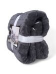Manta de Sofá y Cama Corazones en Color Gris Oscuro – Sedalina Suave con Sherpa