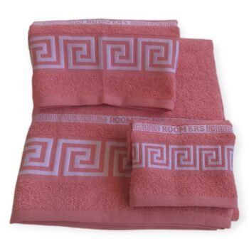 Juegos Toallas de baño algodón Portugués 500g de alta calidad set 3 - Simon en Coral gruesas y duraderas | Mercatienda.es