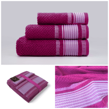 Juegos Toallas de baño algodón Portugués 600g de alta calidad set 3 - Lille en Fucsia gruesas y duraderas | Mercatienda.es