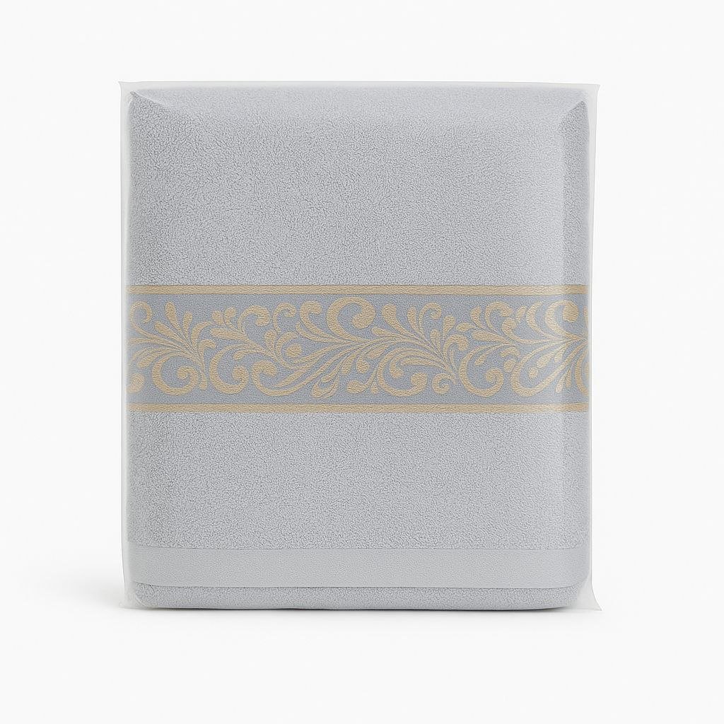 Juego de Toallas 3 Piezas 100% Algodón Portugués, 500 g/m, Oro en Gris Perla. - Imagen 3