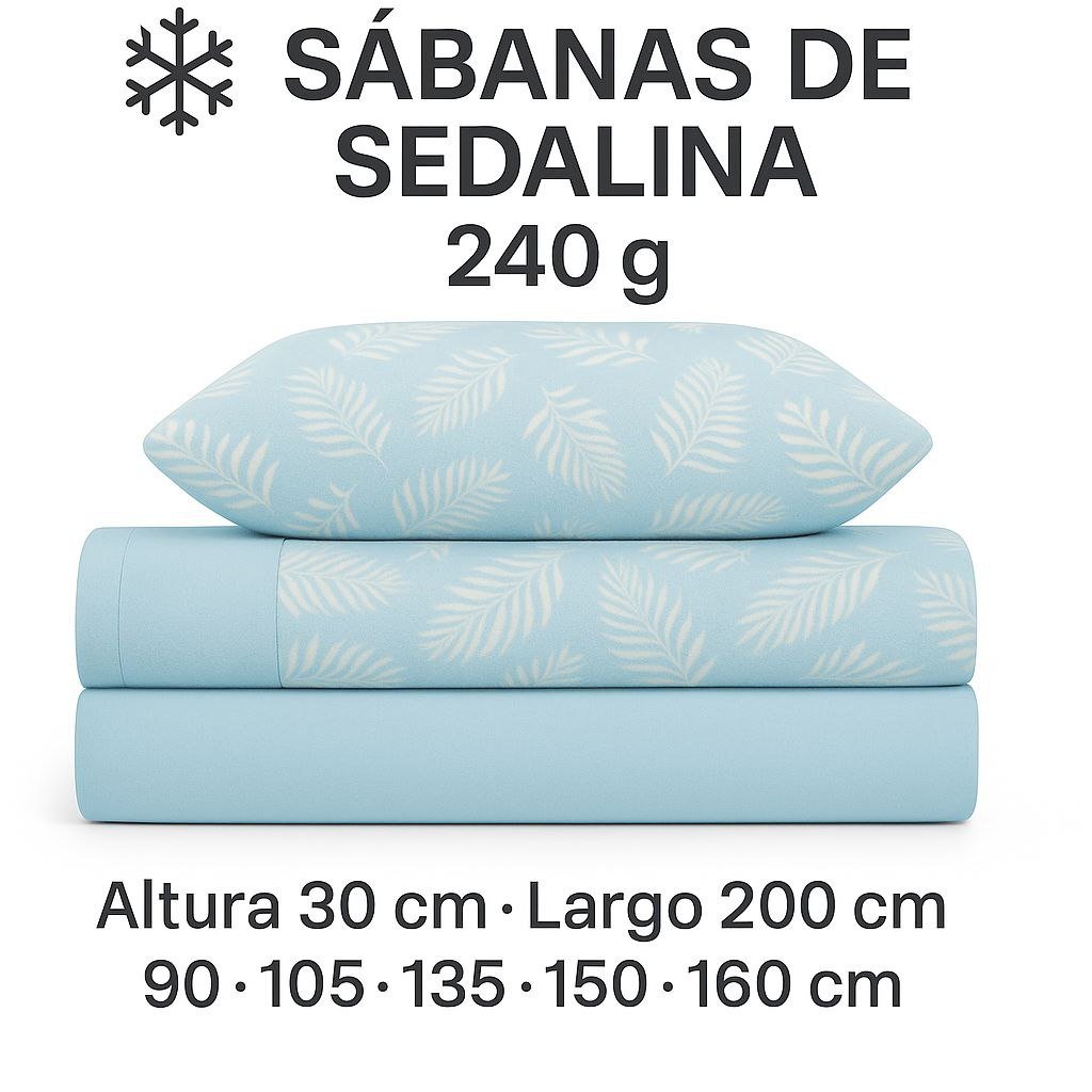 Juego de sábanas Sedalina Simón Celeste 240 g para invierno