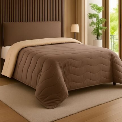 Edredón Nórdico Reversible 300 g/m² Taupe, Camel Relleno Microfibra.