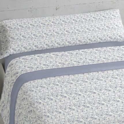 Sábanas de Coralina -Tacto suave Térmicas de Invierno, Doble Perchado 200grs - Hiedra en Azul , Mercatienda.es