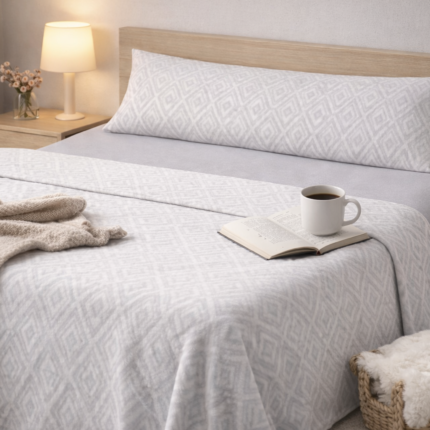 Sábanas de Coralina -Tacto suave Térmicas de Invierno, Doble Perchado 200grs -Gema en Gris, Mercatienda.es