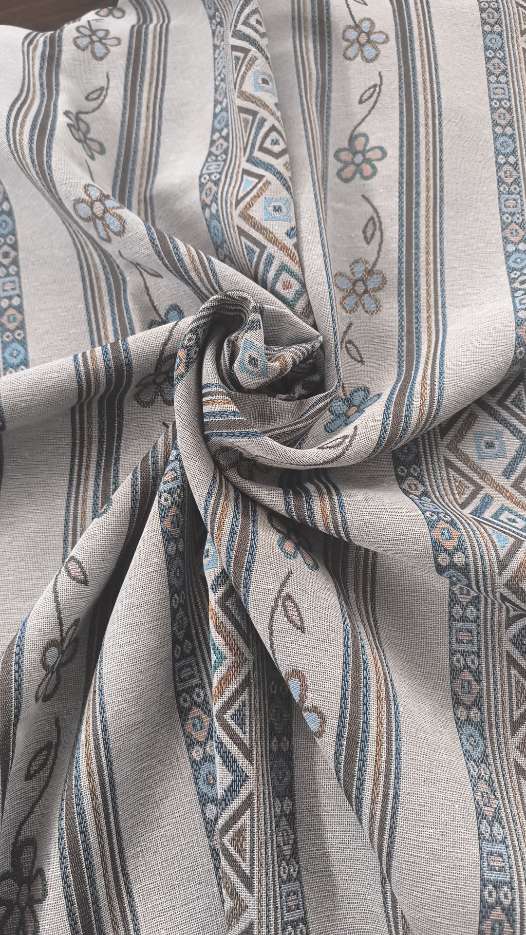 Cortina exterior Greca Azul 140×260 cm | Jacquard - Imagen 2