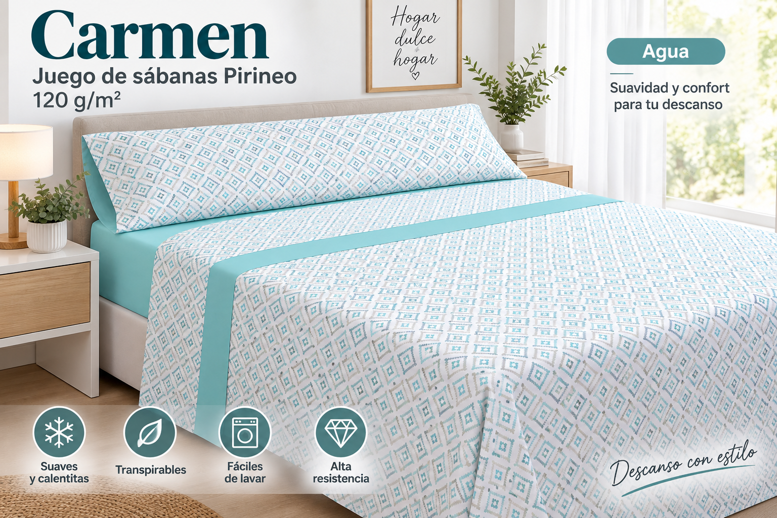 Juego de sábanas Pirineo Carmen 120 g/m²
