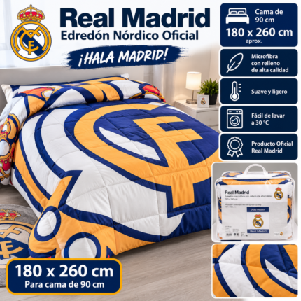 Edredón Real Madrid cama 90 blanco Leyenda Blanca imagen orientativa