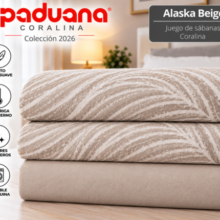 Juego de sábanas coralina Paduana Alaska Beige | Colección 2026