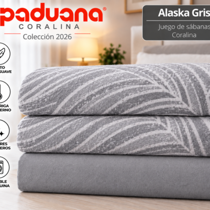 Juego de sábanas coralina Paduana Alaska Gris | Colección 2026