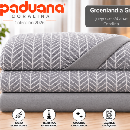 Juego de sábanas coralina Paduana Groenlandia Gris | Colección 2026