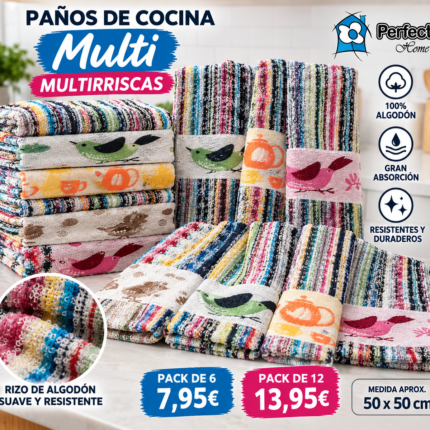 Paños de cocina Multi Multiriscas Perfect Home algodón 50x50 - imagen 1