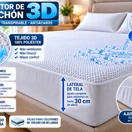 Protector de colchón FM TEX 3D impermeable transpirable antiácaros - imagen 1