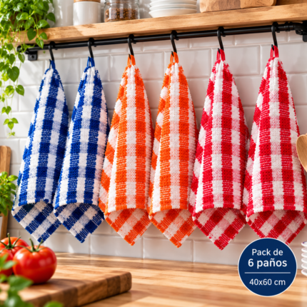 Pack de seis paños de cocina SENDA 100% algodón 40 × 60 cm - imagen 1