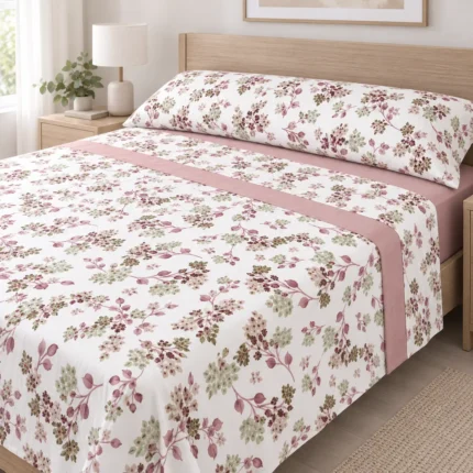 Juego de Sábanas Térmicas Pirineo Jardín Rosa 120 g – Invierno 90 a 180 cm