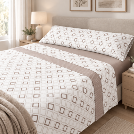 Sábanas Pirineo Nora Gris 120 g en dormitorio de invierno