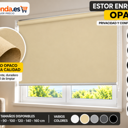 Estor enrollable opaco beis para ventana