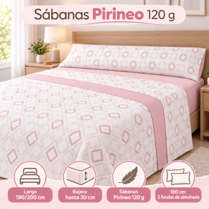 Sábanas de invierno Pirineo Abril rosa 120 g