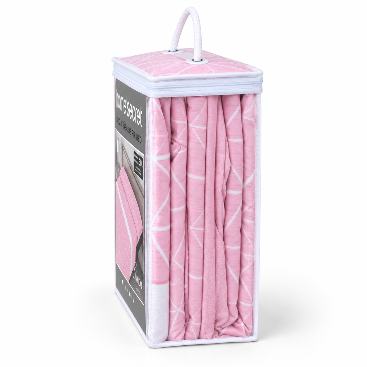 Detalle comercial de sábanas Pirineo Simón rosa 120 g